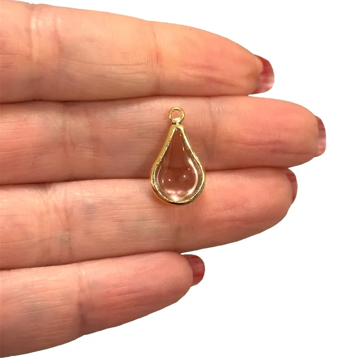 Peppy Beads Earrings 24Kt Gold Plated Rose Glass Drop Charm
