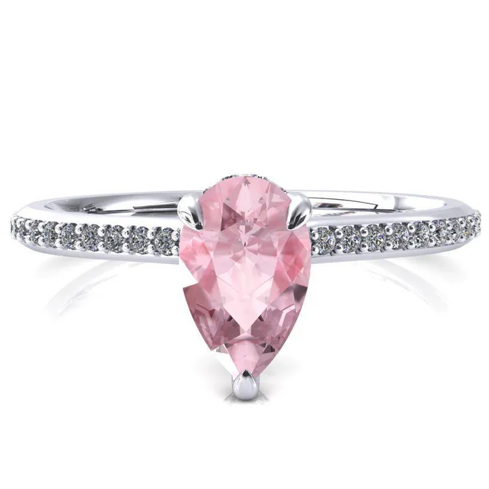 Rings Fire Brilliance Kiki Pear Pink Sapphire 3 Prongs Claw Floating Halo 12 Pinpoint Inverted Cathedral Ring Rings Fire Brilliance Kiki Pear Pink Sapphire 3 Prongs Claw Floating Halo 12 Pinpoint Inverted Cathedral Ring