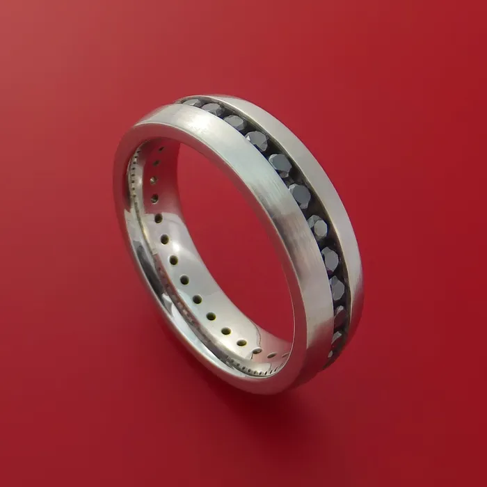 Rings Lashbrook Cobalt Chrome Eternity Band with Black Diamonds Custom Made Ring
