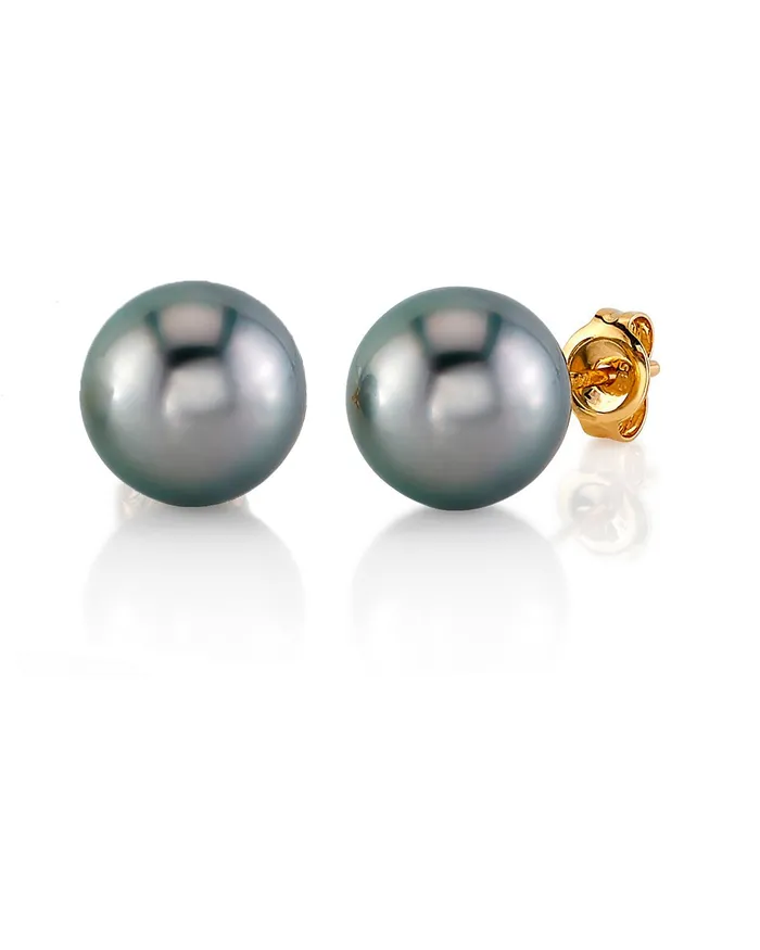 spt Earrings Tahitian Pearl Stud Earrings AAAAAAA Quality Silver Overtone