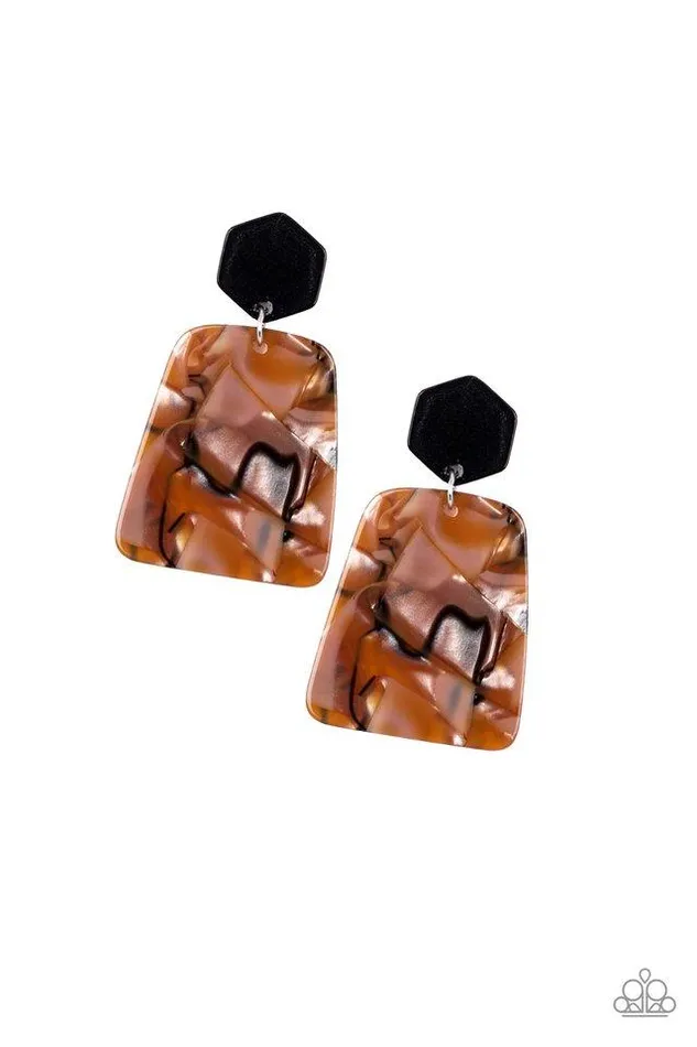 Earrings Paparazzi Jewelry Paparazzi Earring Majestic Mariner Brown