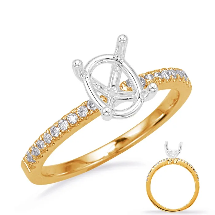 Engagement Collections Rings 14K Yellow Gold Semi Mount Diamond Ring with White Gold Oval Basket Head Engagement Collections Rings 14K Yellow Gold Semi Mount Diamond Ring with White Gold Oval Basket Head