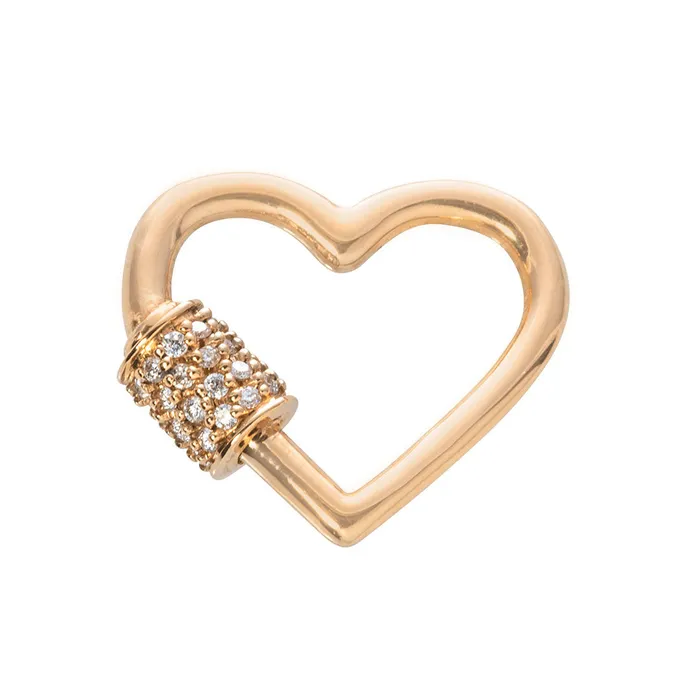 Marla Aaron Necklaces Marla Aaron 14K Gold Diamond Stoned Baby Heart Lock