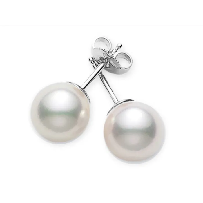 Mikimoto 18K White Gold 75mm Pearl Stud Earrings Mikimoto Earrings