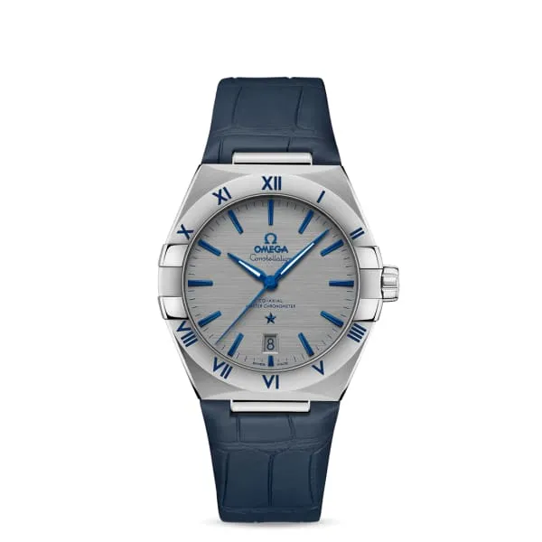 Omega Constellation 39mm Watch Ref 13113392006002 Grey Index Dial Blue Rubber Strap Omega Watches Omega Constellation 39mm Watch Ref 13113392006002 Grey Index Dial Blue Rubber Strap Omega Watches