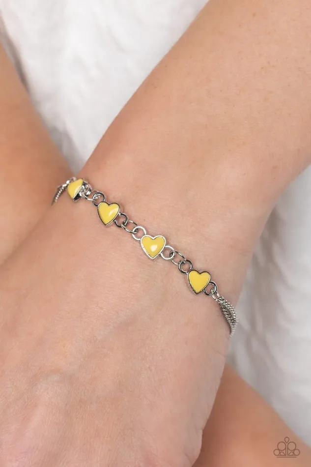 Paparazzi Jewelry Bracelets Paparazzi Bracelet Smitten Sweethearts Yellow
