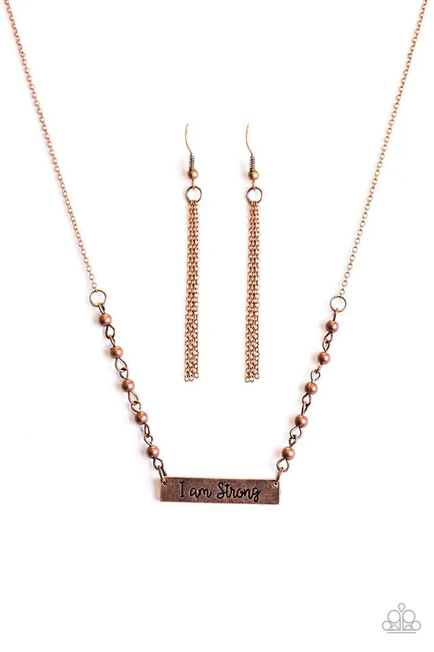 Paparazzi Necklace I Am Strong Copper Paparazzi Jewelry Necklaces