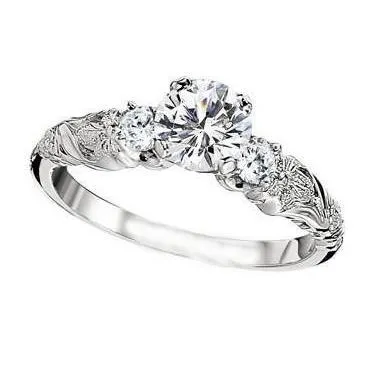 285 Ct 3 Stone Natural Earth Mined Diamond Antique Style Wedding Ring White Gold 14K GB Rings 285 Ct 3 Stone Natural Earth Mined Diamond Antique Style Wedding Ring White Gold 14K GB Rings