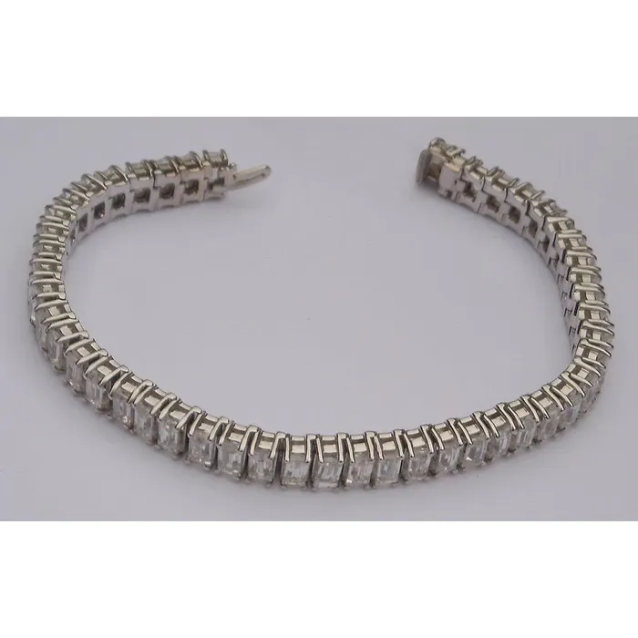 GB Bracelets 2250 Carats Emerald Cut Real Natural Earth Mined Diamond Tennis Bracelet White Gold 14K GB Bracelets 2250 Carats Emerald Cut Real Natural Earth Mined Diamond Tennis Bracelet White Gold 14K