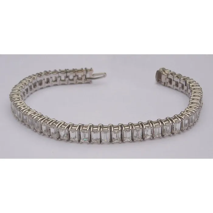 GB Bracelets 2250 Carats Emerald Cut Real Natural Earth Mined Diamond Tennis Bracelet White Gold 14K GB Bracelets 2250 Carats Emerald Cut Real Natural Earth Mined Diamond Tennis Bracelet White Gold 14K