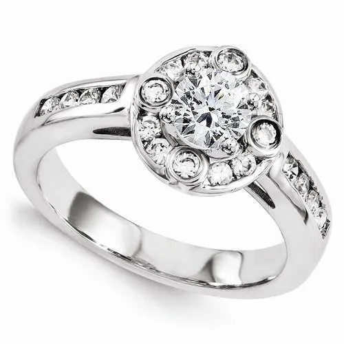 GB Round Natural Earth Mined Diamond Engagement Ring Center With Accent 130 Carat WG 14K Rings GB Round Natural Earth Mined Diamond Engagement Ring Center With Accent 130 Carat WG 14K Rings