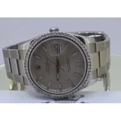 GB Watches Datejust Midsize Rolex Watch Diamond Bezel Stick Dial Ss