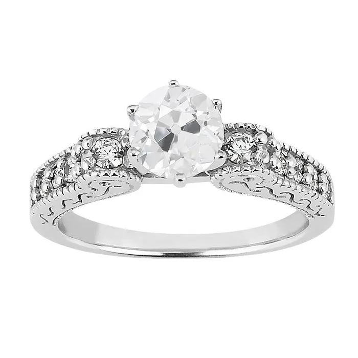HarryChadEntcom Rings Anniversary Old Cut Round Natural Earth Mined Diamond Ring 6 Prong Set Filigree 3 Carats HarryChadEntcom Rings Anniversary Old Cut Round Natural Earth Mined Diamond Ring 6 Prong Set Filigree 3 Carats