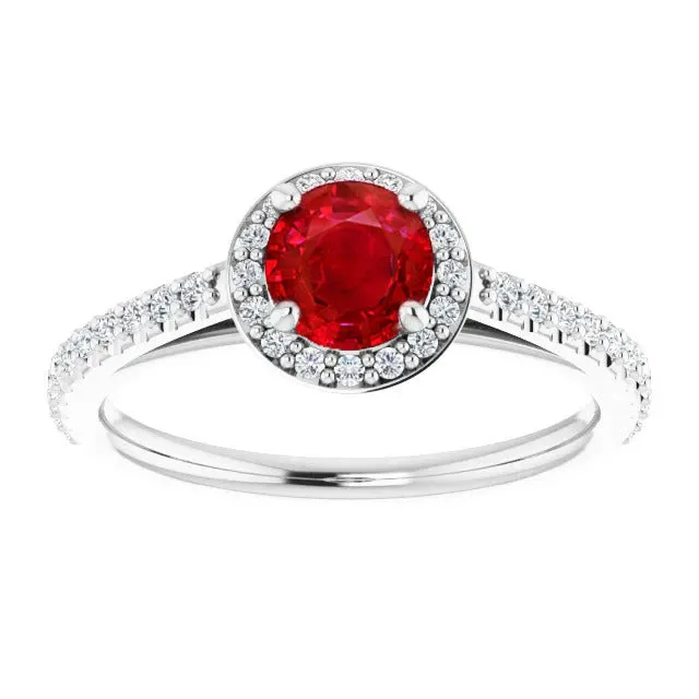 Rings 250 Carats Ring Round Halo Ruby White Gold 14K GB Rings 250 Carats Ring Round Halo Ruby White Gold 14K GB