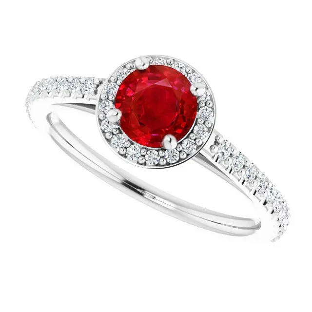 Rings 250 Carats Ring Round Halo Ruby White Gold 14K GB Rings 250 Carats Ring Round Halo Ruby White Gold 14K GB