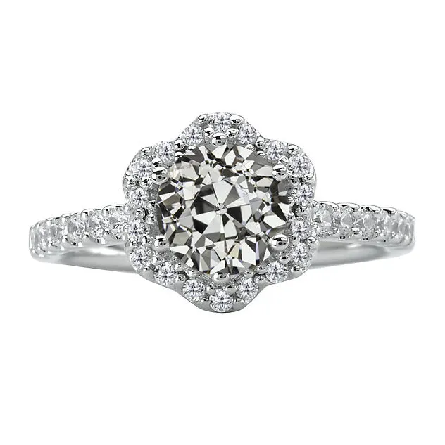 Round Old Cut Solitaire Ring Flower Style With Accents 3 Carats Natural Diamond HarryChadEntcom Rings Round Old Cut Solitaire Ring Flower Style With Accents 3 Carats Natural Diamond HarryChadEntcom Rings