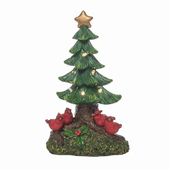 Transpac Necklaces Transpac Resin Light Up Cardinal Christmas Tree
