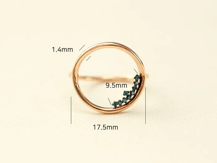 14K Gold Blue Diamond Circle Ring MinimalBijoux Rings