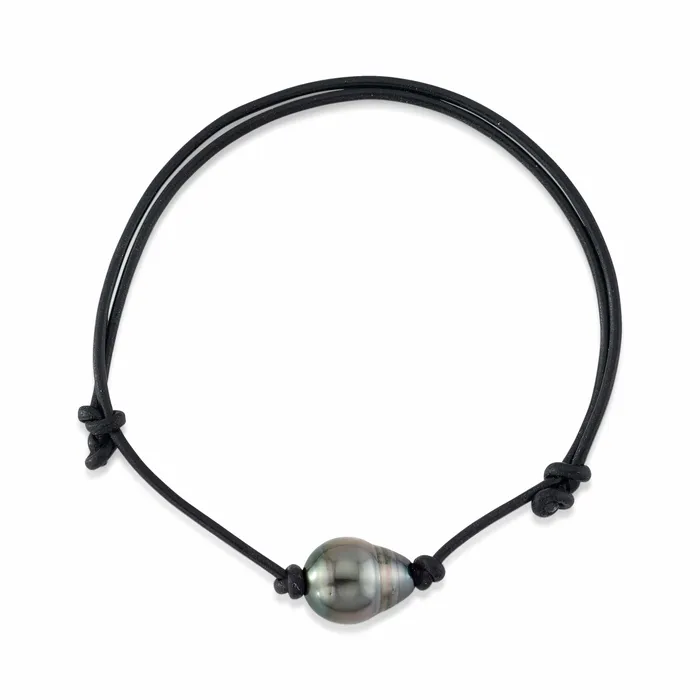 Bracelets SPT Tahitian Baroque Pearl Leather Adjustable Bracelet for Men
