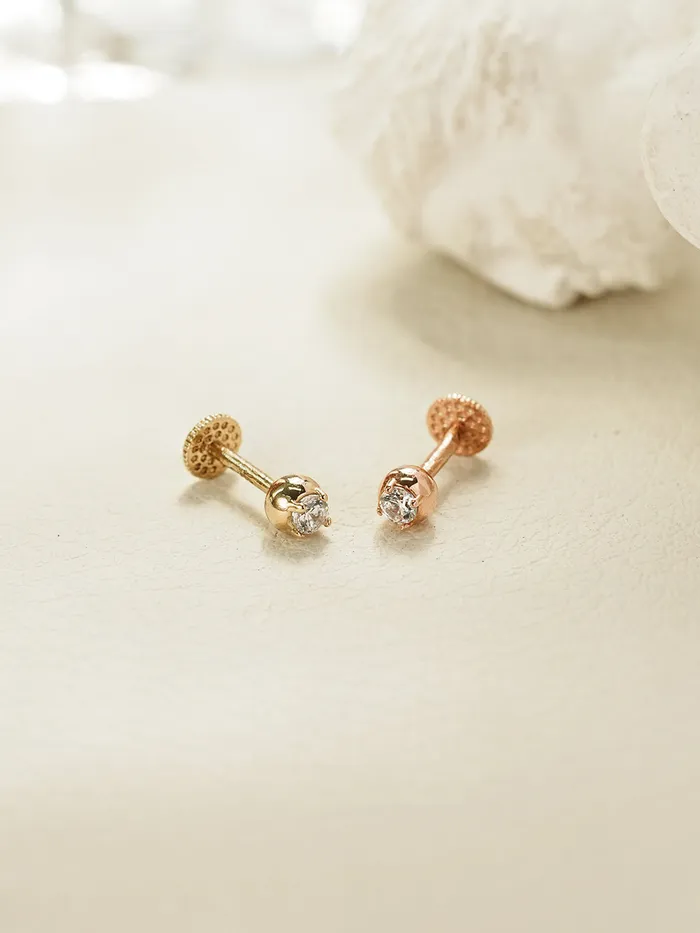 MinimalBijoux PreStyled Sets 14K Gold Eyes Color Cubic Ball Labret Piercing 18g16g