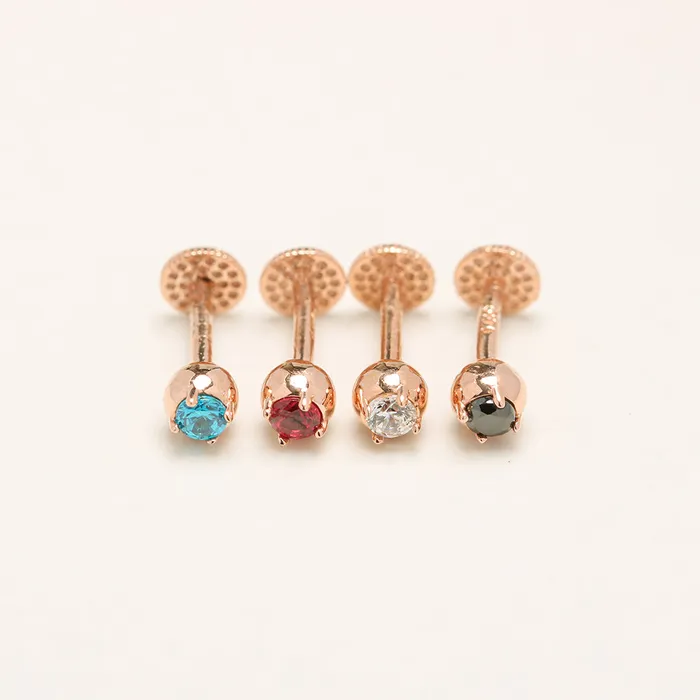MinimalBijoux PreStyled Sets 14K Gold Eyes Color Cubic Ball Labret Piercing 18g16g