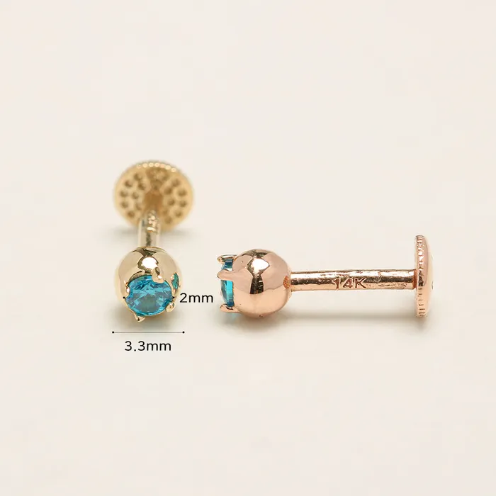 MinimalBijoux PreStyled Sets 14K Gold Eyes Color Cubic Ball Labret Piercing 18g16g