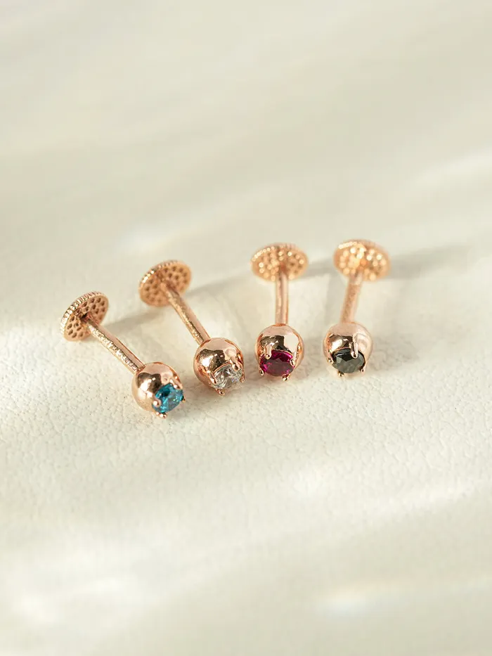 MinimalBijoux PreStyled Sets 14K Gold Eyes Color Cubic Ball Labret Piercing 18g16g