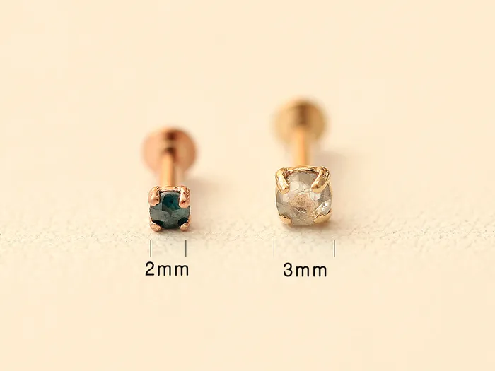 MinimalBijoux PreStyled Sets 14K Gold Rough Diamond Internally Labret Piercing 18G16G