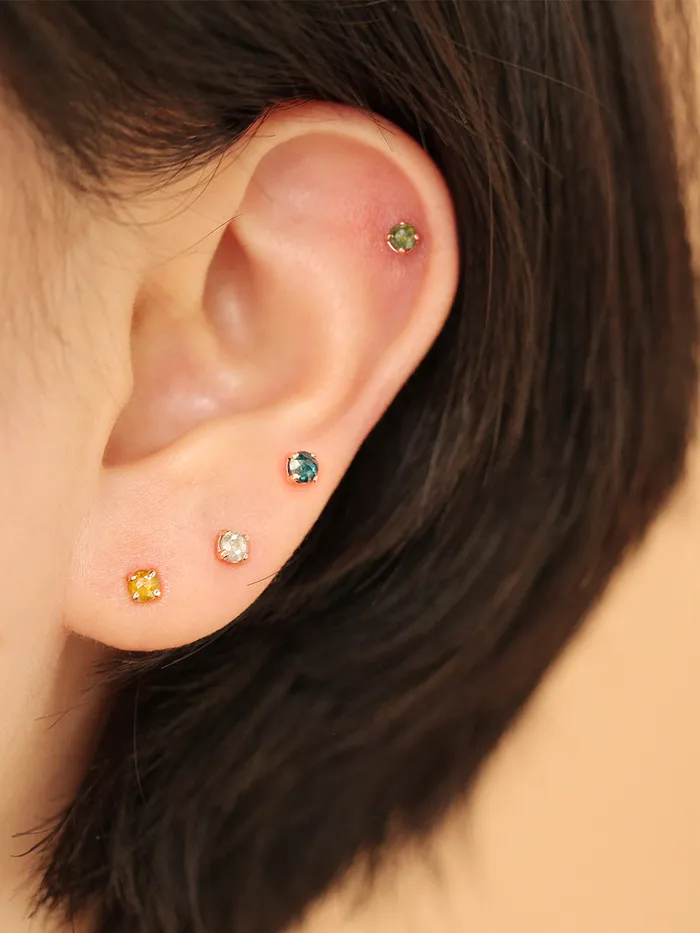 MinimalBijoux PreStyled Sets 14K Gold Rough Diamond Internally Labret Piercing 18G16G