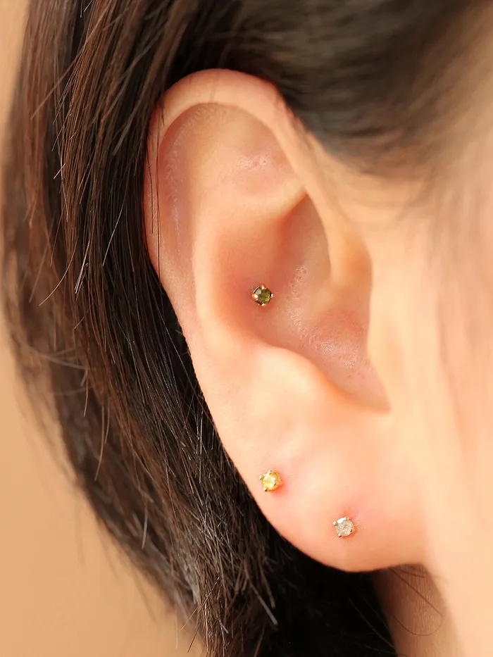 MinimalBijoux PreStyled Sets 14K Gold Rough Diamond Internally Labret Piercing 18G16G