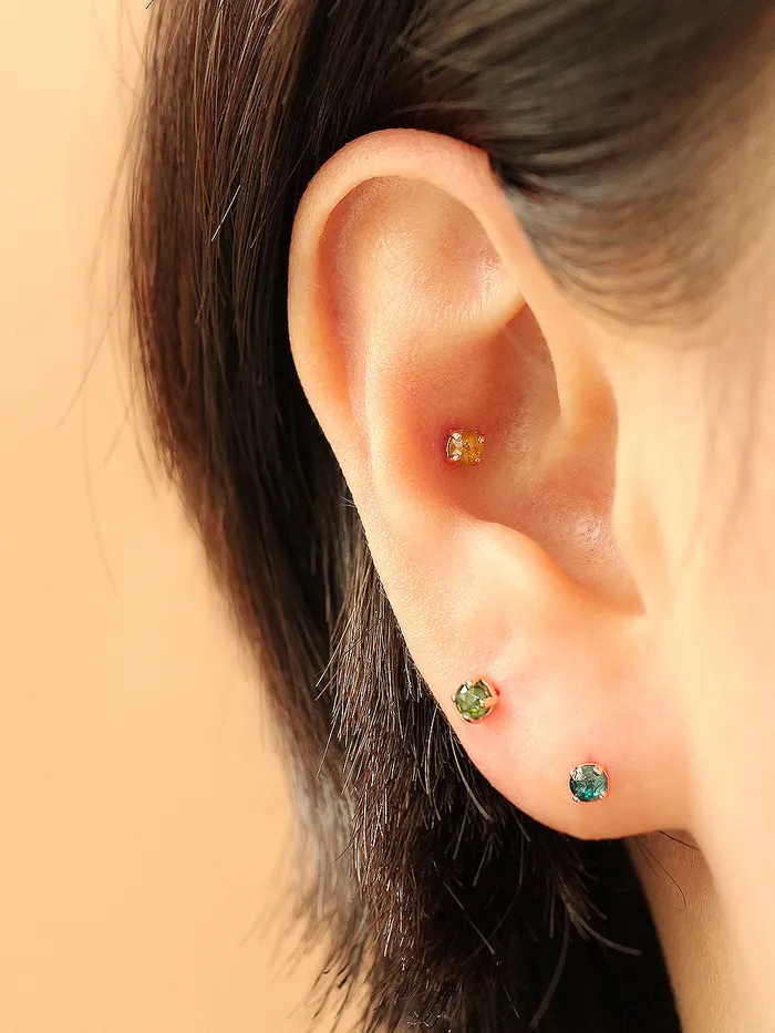 MinimalBijoux PreStyled Sets 14K Gold Rough Diamond Internally Labret Piercing 18G16G