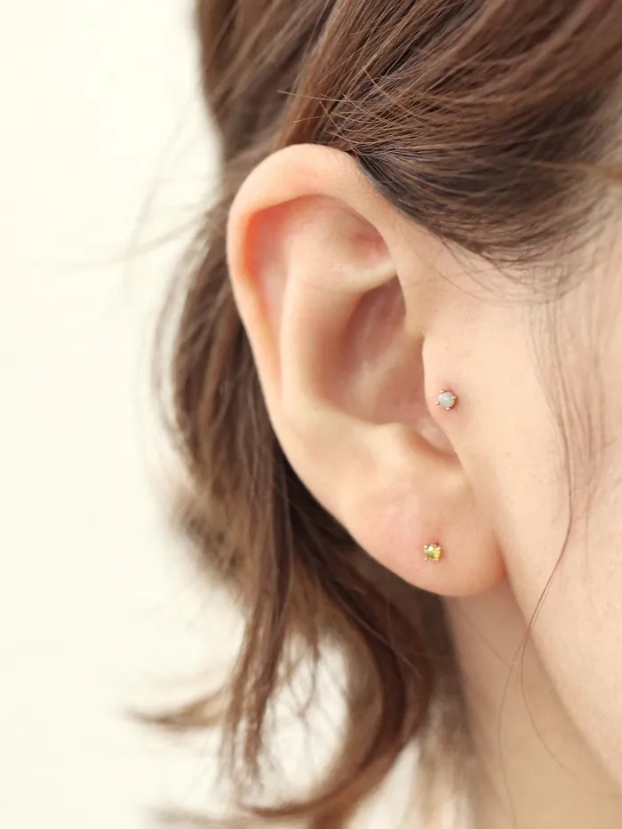 MinimalBijoux PreStyled Sets 14K Gold Rough Diamond Internally Labret Piercing 18G16G