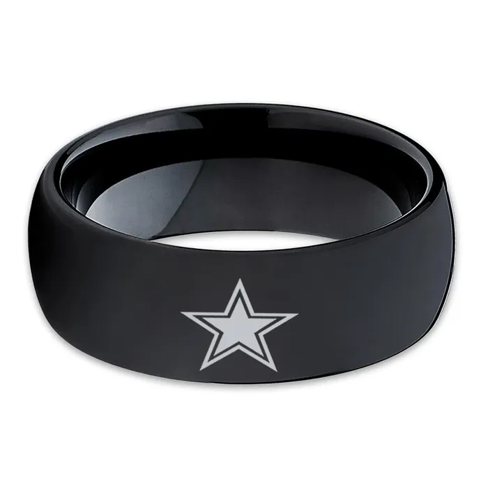 Clean Casting Jewelry Rings Dallas Cowboys Tungsten Ring Football Inspired Ring Dallas Cowboys Ring Black Ring
