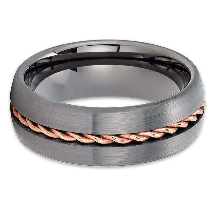 Clean Casting Jewelry Rings Gunmetal Tungsten Ring Rose Gold Wedding Ring Gunmetal Tungsten Band Braid Ring
