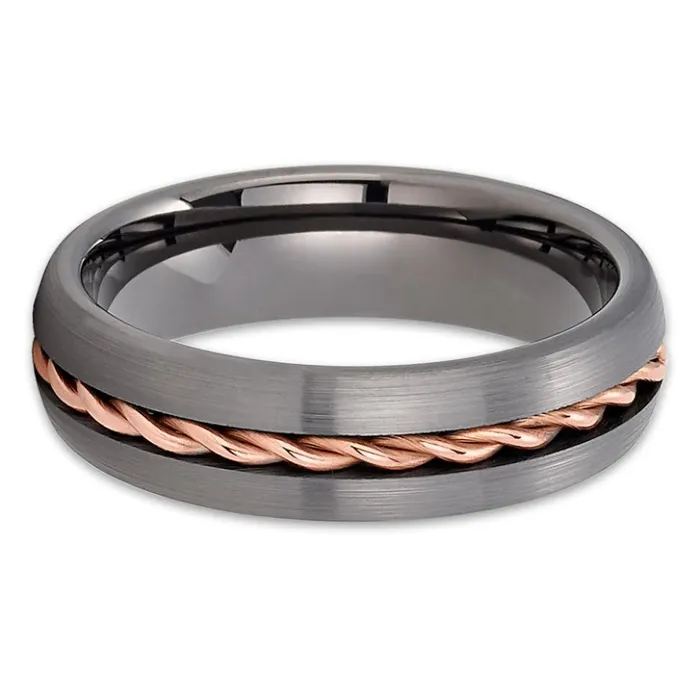 Clean Casting Jewelry Rings Gunmetal Tungsten Ring Rose Gold Wedding Ring Gunmetal Tungsten Band Braid Ring
