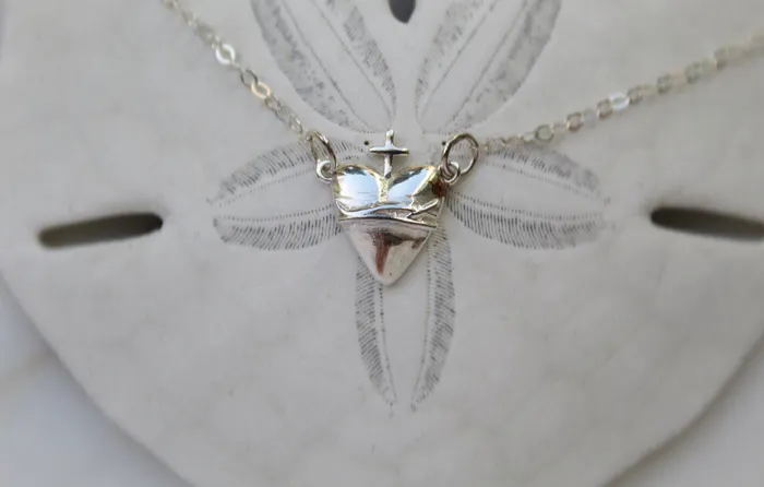 Holy Hearts Sacred Heart of Jesus Necklace in Sterling Silver TheLittleCatholic Necklaces