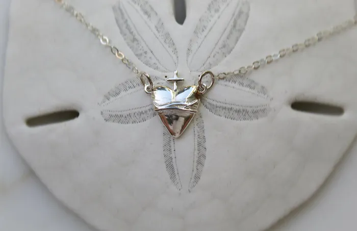 Holy Hearts Sacred Heart of Jesus Necklace in Sterling Silver TheLittleCatholic Necklaces