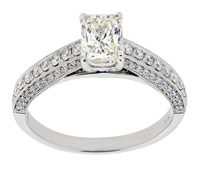 International Diamond Center Complete Rings White Gold with 74 CTW Emerald Diamond Center Stone Classic Engagement Ring Rings International Diamond Center Complete Rings White Gold with 74 CTW Emerald Diamond Center Stone Classic Engagement Ring Rings