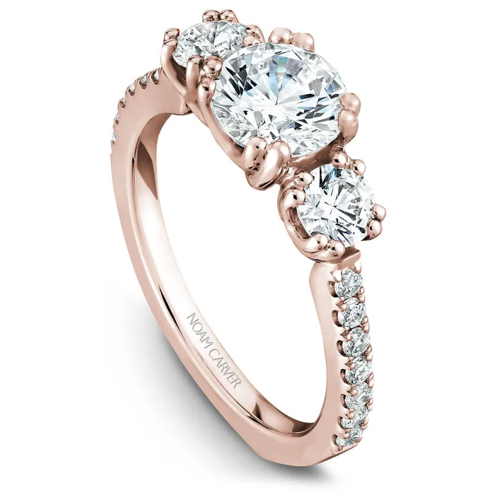International Diamond Center Noam Carver Rose Gold 3Stone Diamond Engagement Ring Setting 073 CTW Rings International Diamond Center Noam Carver Rose Gold 3Stone Diamond Engagement Ring Setting 073 CTW Rings