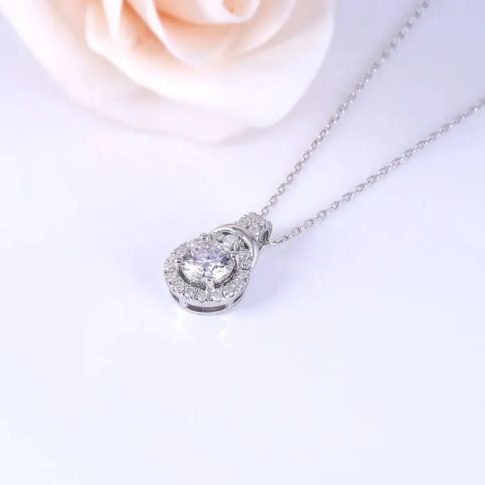 Luxus Moissanite Rings Jewelry Necklaces Platinum Plated Silver Moissanite Pendant Necklace 119ct