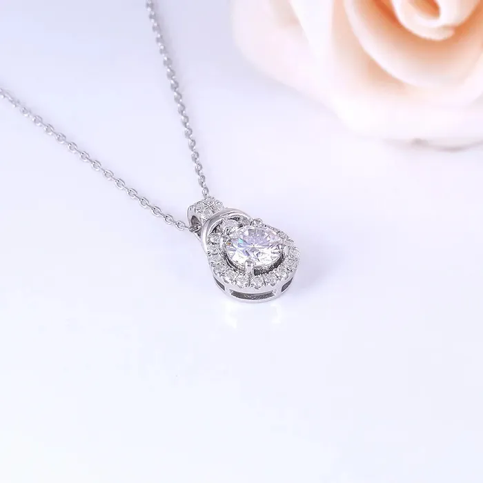 Luxus Moissanite Rings Jewelry Necklaces Platinum Plated Silver Moissanite Pendant Necklace 119ct