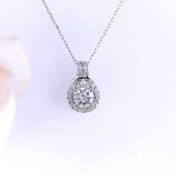 Luxus Moissanite Rings Jewelry Necklaces Platinum Plated Silver Moissanite Pendant Necklace 119ct