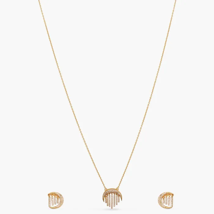 SILVER Necklaces Moonlight CZ Charm Delicate Silver Necklace Set