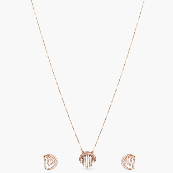 SILVER Necklaces Moonlight CZ Charm Delicate Silver Necklace Set