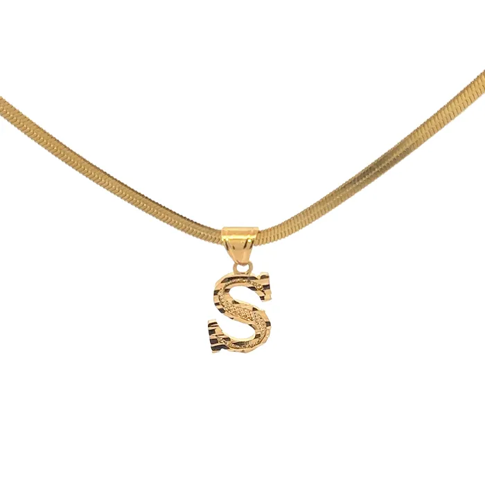 VibeSzn Necklaces Herringbone Block Letter Pendant Necklace