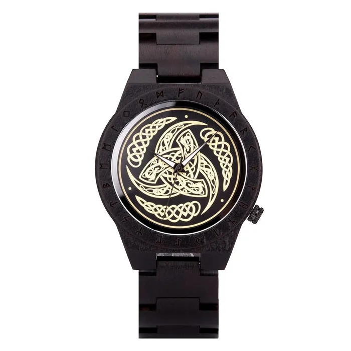 Wooden Viking Watch Featuring Odins Triskelion VikingStore Watches