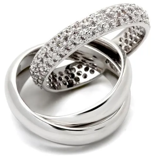 0W065 Rhodium Brass Ring with AAA Grade CZ in Clear Alamode Rings