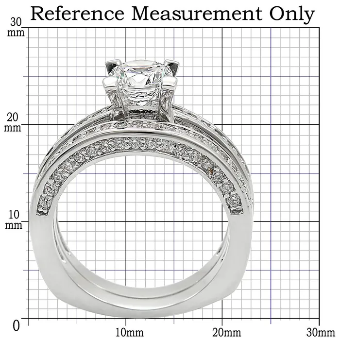 1W004 Rhodium Brass Ring with AAA Grade CZ in Clear Alamode Rings