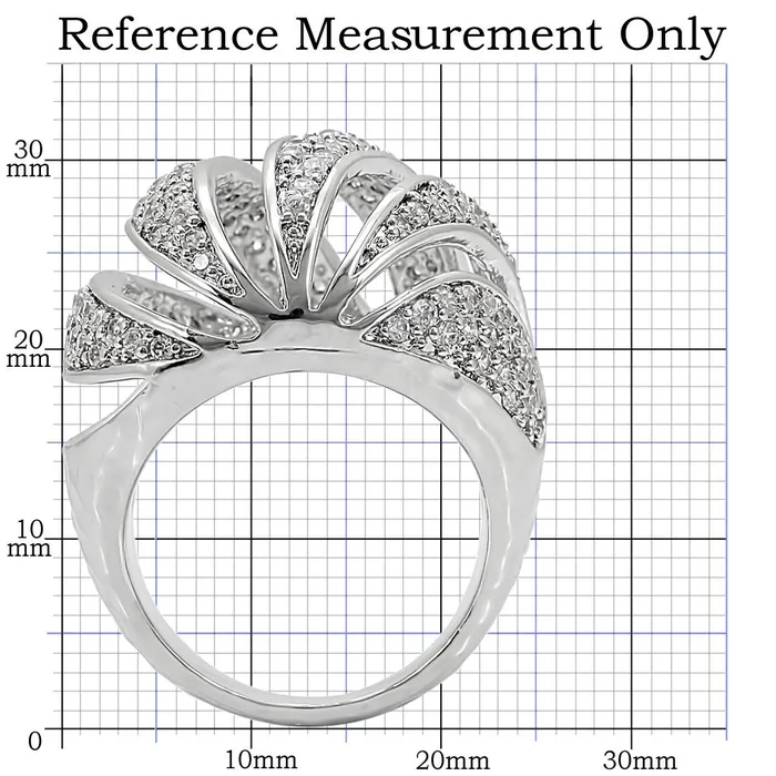 1W019 Rhodium Brass Ring with AAA Grade CZ in Clear Alamode Rings