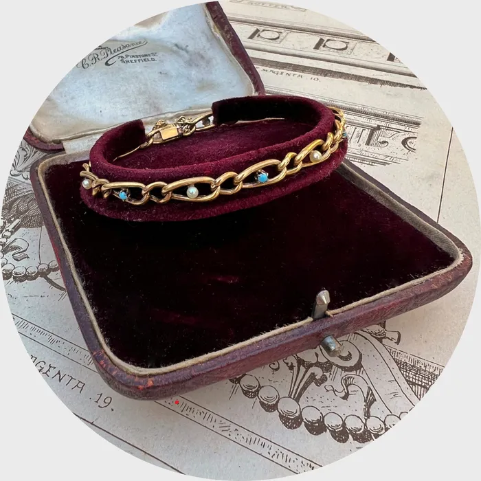 21stfinds Bracelets Victorian Turquoise Pearl Link Bracelet